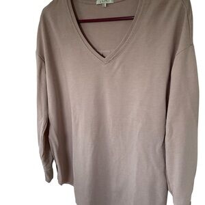 Z Supply Neutral soft, pink V‑Neck Lightweight Sweatshirt